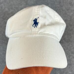 VINTAGE Y2K Polo Ralph Lauren Hat Cap One Size White Strapback Pony Adjustable